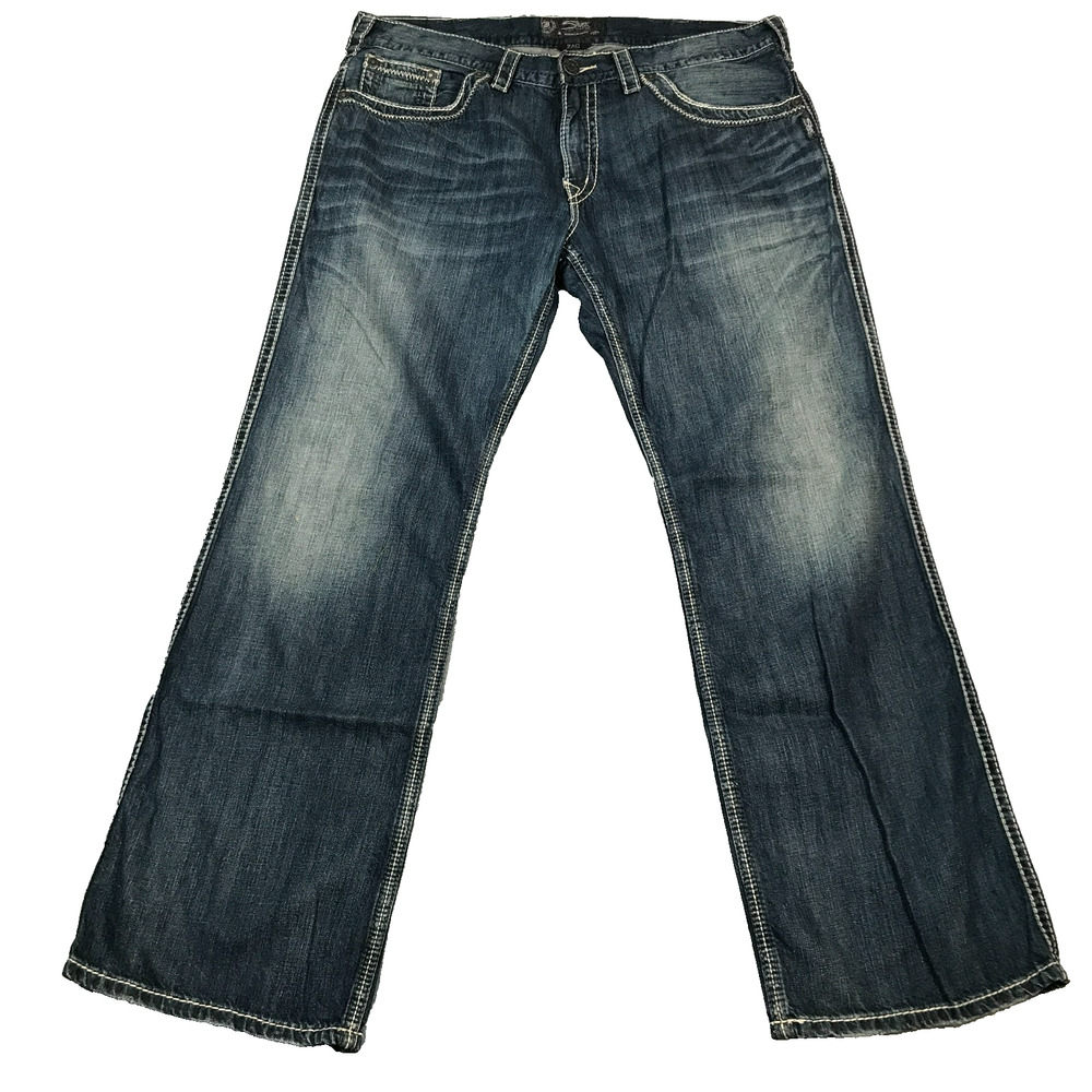 Silver Jeans Co Men's 38x32 Zac Blue Jeans Relaxed Straight Denim 100% Cotton J